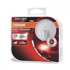 OSRAM H11 12V 55W PGJ19-2 NIGHT BREAKER® SILVER 100% ΠΕΡΙΣΣΟΤΕΡΟ ΦΩΣ (64211NBS-HCB) 2τμχ