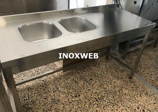 INOXWEB 2027-ΕΚΘΕΣΙΑΚΟ ΤΡΑΠΕΖΙ ΜΕ 2 ΓΟΥΡΝΕΣ 34Χ30 ΚΑΙ ΔΙΑΣΤΑΣΗ 150Χ60Χ87/92,5 ΕΤΟΙΜΟΠΑΡΑΔΟΤΟ