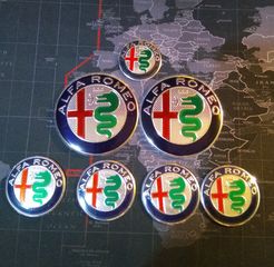 Σετ σήματα Alfa Romeo για τιμόνι, ζάντες, καπό και πορτμπαγκάζ.