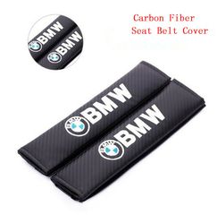 2 Carbon Fiber Soft Leather Car Seat Belt Cover Shoulder Pads for BMW