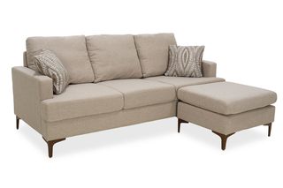 Γωνιακός καναπές "SLIM" με σκαμπώ υφασμάτινος σε μπεζ χρώμα 185x140x70