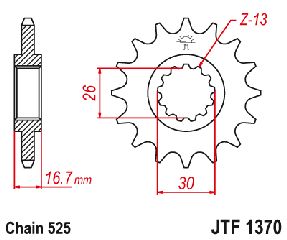 ΓΡΑΝΑΖΙ ΕΜΠΡΟΣ JT HONDA VARADERO CBF 650 CBR 650 CBR 600 JTF 1370-15