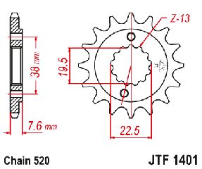 ΓΡΑΝΑΖΙ ΕΜΠΡΟΣ JT SUZUKI LT-Z 400 LT-R 450 JTF 1401-14