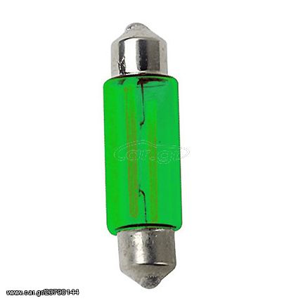 Lampa C10W Festoon Lamp Green 12V 2τμχ