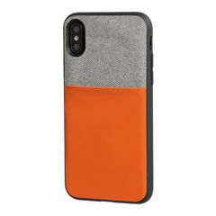 Apple Iphone X Θηκη Κινητου Duo Pocket ΓΚΡΙ-ΠΟΡΤΟΚΑΛΙ Μαγνητικη Silver Line