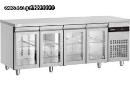 Ψυγείο Πάγκος 4 Πόρτες GN με Τζάμι Συντήρηση Inomak PNR 9999/GL Inox Επαγγελματικό. Ποιότητα και Τιμή Stockinox.