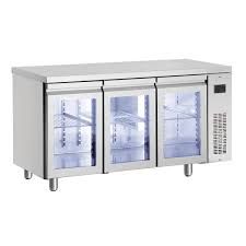 Ψυγείο Πάγκος Στενό για σύνδεση σε εξωτερική μηχανή 3 Πόρτες με Τζάμι Συντήρηση Inomak PMR 999/GL/RU Inox Επαγγελματικό. 