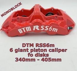 DTM RSS6m. MONOBLOCK RED ΔΑΓΚΑΝΕΣ CALIPERS/6pot x RACING PISTONS monoblock for ROTORS 340-360-380-400-405 mm need wheels 18'' plus