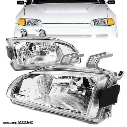 Μπροστινά Φανάρια Set Για Honda Civic 91-95 2D/3D Χρωμίου Clear H4 Manual Reliable Auto Parts