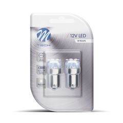 M-TECH Led R5W/R10W/G18 BA15S 12 Volt 1,8 Watt (2 Τεμάχια) 6000K