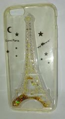 Θήκη Case Apple Iphone 6/6s clear with gold glitter I Love Paris (OEM)