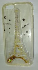 Θήκη Case Apple Iphone 6/6s clear with gold glitter I Love Paris (OEM)