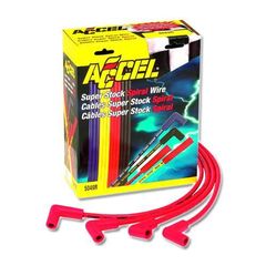 Accel Super Stock Spiral Core 8mm Red Wire with var. Red 90deg. Boots