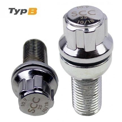 Μπουλόνι Τροχού Ασφαλείας Type B M12x1,5 / Μήκος: 44mm / Κλειδί: 17 / Πομπέ / Ακτίνα 13 / Γαλβανιζέ - 4 Τμχ.