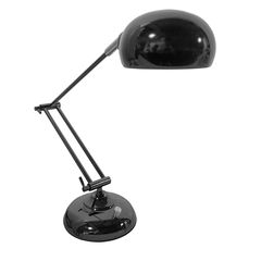 GloboStar® OFFICE BLACK 01392 Μοντέρνο Επιτραπέζιο Φωτιστικό Πορτατίφ Μονόφωτο Μεταλλικό Μαύρο Νίκελ Φ12 x Υ80cm - 01392