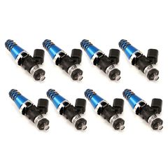 Injector Dynamics ID1700x, 11mm (blue) adapter tops. Denso lower cushions. Set of 8.