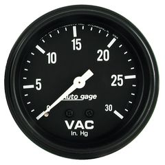 Autometer Gauge, Vacuum, 2 5/8", 30Inhg, Mechanical, Black, Autogage