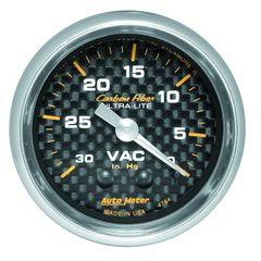 Autometer Gauge, Vacuum, 2 1/16", 30Inhg, Mechanical, Carbon Fiber