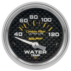 Autometer Gauge, Water Temp, 2 1/16", 40-120 degree c, Electric, Carbon Fiber