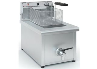 Φριτέζα μονή ηλεκτρική 6-8λίτρων ισχύος 3800W / 220V, με λεκανάκι σταθερό+βρύση, F701 Tzethan