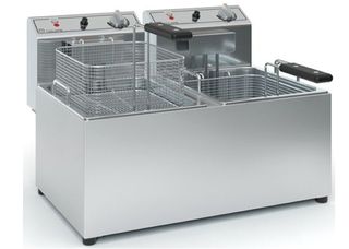 Φριτέζα διπλή ηλεκτρική 7+7 λίτρων ισχύος 2x3200W / 220V, με λεκανάκι αποσπώμενο , Φ1003 Tzethan