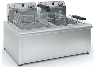 Φριτέζα διπλή ηλεκτρική 7+7 λίτρων ισχύος 2x3800W / 230V, με λεκανάκι αποσπώμενο , Φ1002 Tzethan