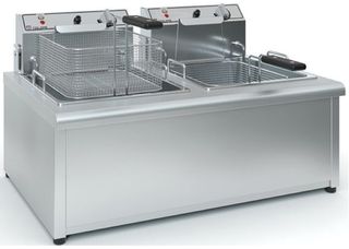Φριτέζα διπλή ηλεκτρική 10+10 λίτρων ισχύος 2x4200W / 220V, με λεκανάκι αποσπώμενο, Φ1000 relay 220V Tzethan