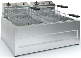 Φριτέζα διπλή ηλεκτρική 13+13 λίτρων ισχύος 2x8400W / 380V, με λεκανάκι αποσπώμενο, ΤΧ26 Tzethan