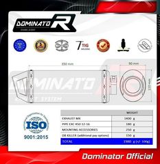 Dominator Εξάτμιση Τελικό ΜΧ  Carbon End KTM EXC 450 2012 - 2016 Με Σιγαστήρα-thumb-3