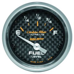 Autometer Gauge, Fuel Level, 2 1/16", 0 To 90Ω, Elec, Carbon Fiber