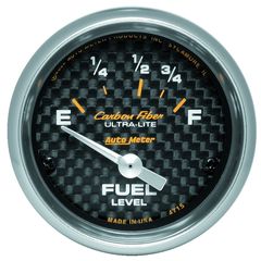 Autometer Gauge, Fuel Level, 2 1/16", 73 To 10Ω, Elec, Carbon Fiber