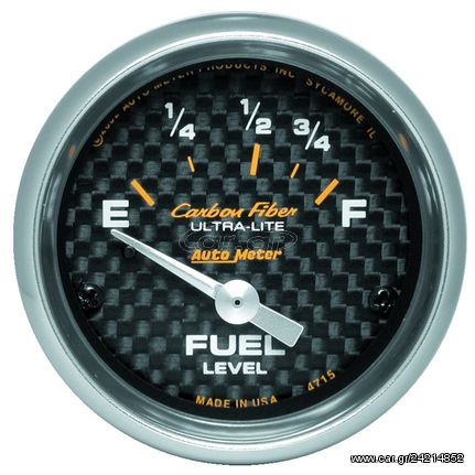 Autometer Gauge, Fuel Level, 2 1/16", 73 To 10Ω, Elec, Carbon Fiber