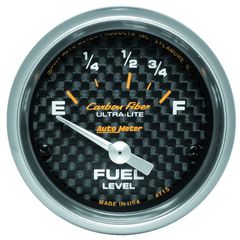 Autometer Gauge, Fuel Level, 2 1/16", 73 To 10Ω, Elec, Carbon Fiber