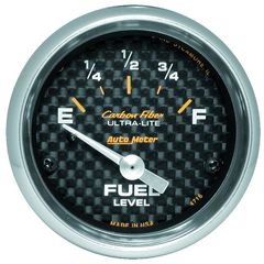 Autometer Gauge, Fuel Level, 2 1/16", 240 To 33Ω, Elec, Carbon Fiber