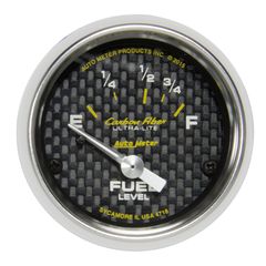 Autometer Gauge, Fuel Level, 2 1/16", 16 To 158Ω, Elec, Carbon Fiber