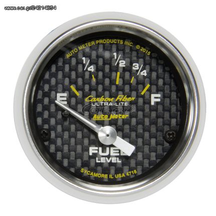 Autometer Gauge, Fuel Level, 2 1/16", 16 To 158Ω, Elec, Carbon Fiber