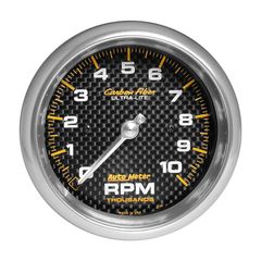 Autometer Gauge, Tachometer, 3 3/8", 10K Rpm, In-Dash, Carbon Fiber