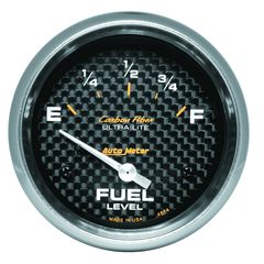 Autometer Gauge, Fuel Level, 2 5/8", 0 To 90Ω, Elec, Carbon Fiber