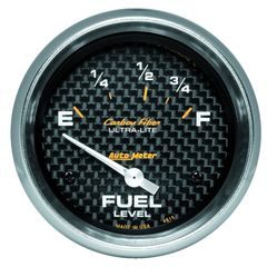 Autometer Gauge, Fuel Level, 2 5/8", 73 To 10Ω, Elec, Carbon Fiber