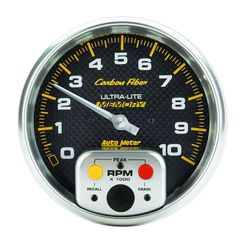 Autometer Gauge, Tachometer, 5", 10K Rpm, In-Dash W/ Peak Memory, Carbon Fiber