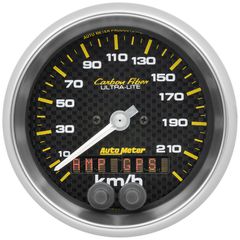 Autometer Gauge, Speedometer, 3 3/8", 225Km/H, Gps, Carbon Fiber