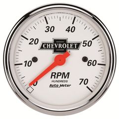 Autometer Gauge, Tachometer, 3 1/8", 7K Rpm, In-Dash, Chevrolet Heritage Bowtie