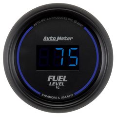 Autometer Gauge, Fuel Level, 2 1/16", 0-280Ω Programmable, Digital, Black Dial W/ Blue Led