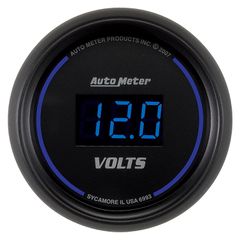 Autometer Gauge, Voltmeter, 2 1/16", 18V, Digital, Black Dial W/ Blue Led