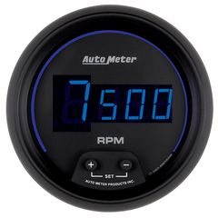 Autometer Gauge, Tach, 3 3/8", 10K Rpm, In-Dash, Digital, Black Dial W/ Blue Led