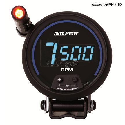 Autometer Gauge, Tach, 3 3/4", 10K Rpm, Pedestal W/ Quick-Lite,  Digital, Blk W/ Blue Led