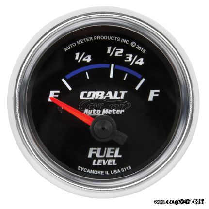 Autometer Gauge, Fuel Level, 2 1/16", 16 To 158 Ω, Elec, Cobalt