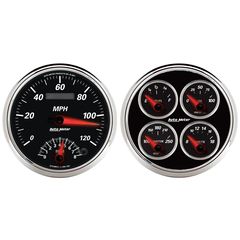 Autometer Gauge Kit, 2 Pc., Quad & Tach/Speedo, 5", Designer Black Ii