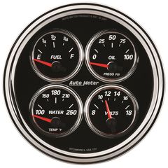 Autometer Gauge, Quad, 5", 240-33Ω, Elec, Designer Black Ii