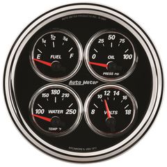 Autometer Gauge, Quad, 5", 240-33Ω, Elec, Designer Black Ii